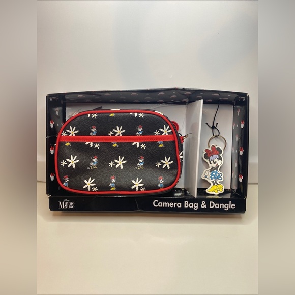 Disney MINNIE MOUSE * 2 Pc Set * Camera Bag * Dangle Key Chain Crossbody NEW Box - Picture 1 of 9